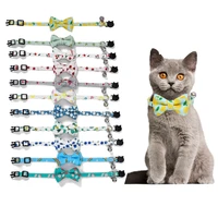pet cat collar cute bowknot with bells durable nylon adjustable pet collars for cats small dogs puppy neck strap accessories