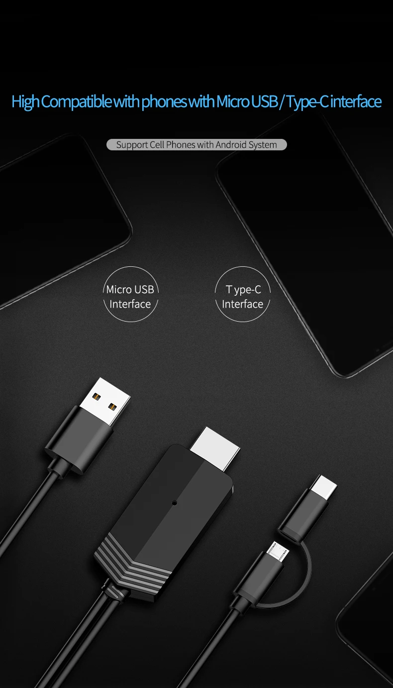 Приемник mirascreen Micro usb type C кабель Plug Play зеркалирование экран для Android HD tv адаптер HDMI потоковая передача Full 1080p для S10