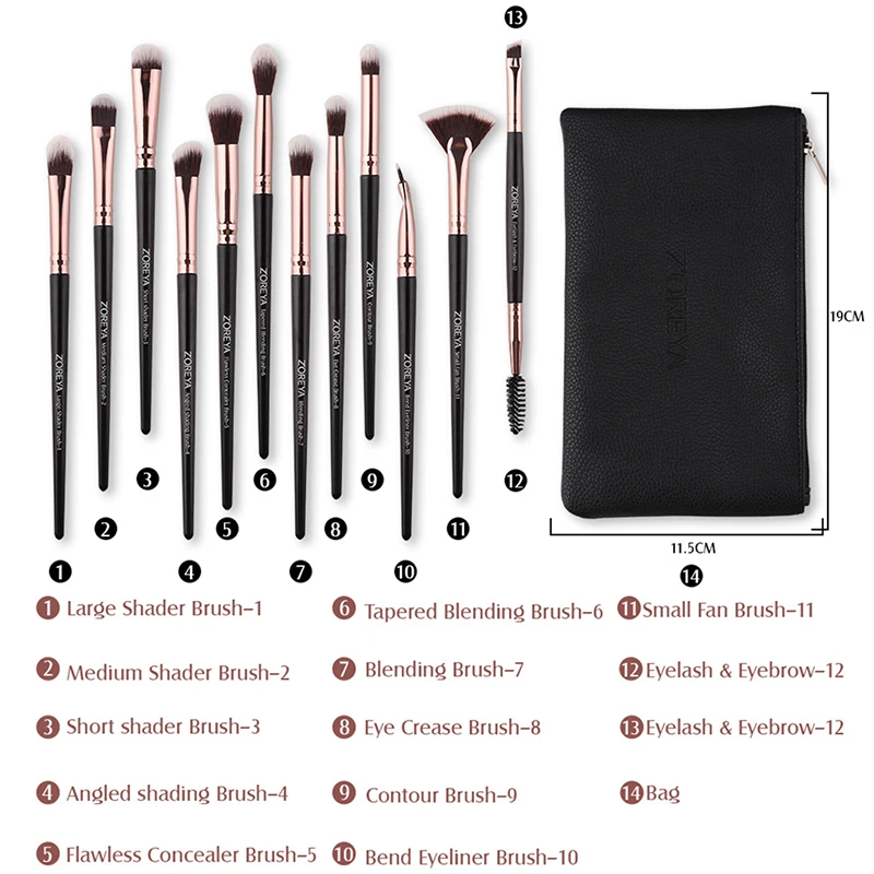 ZOREYA Zorya 12PCS / Set Gift Makeup Brush Portable Man Made Fiber Eye Shadow Beauty Tools | Красота и здоровье