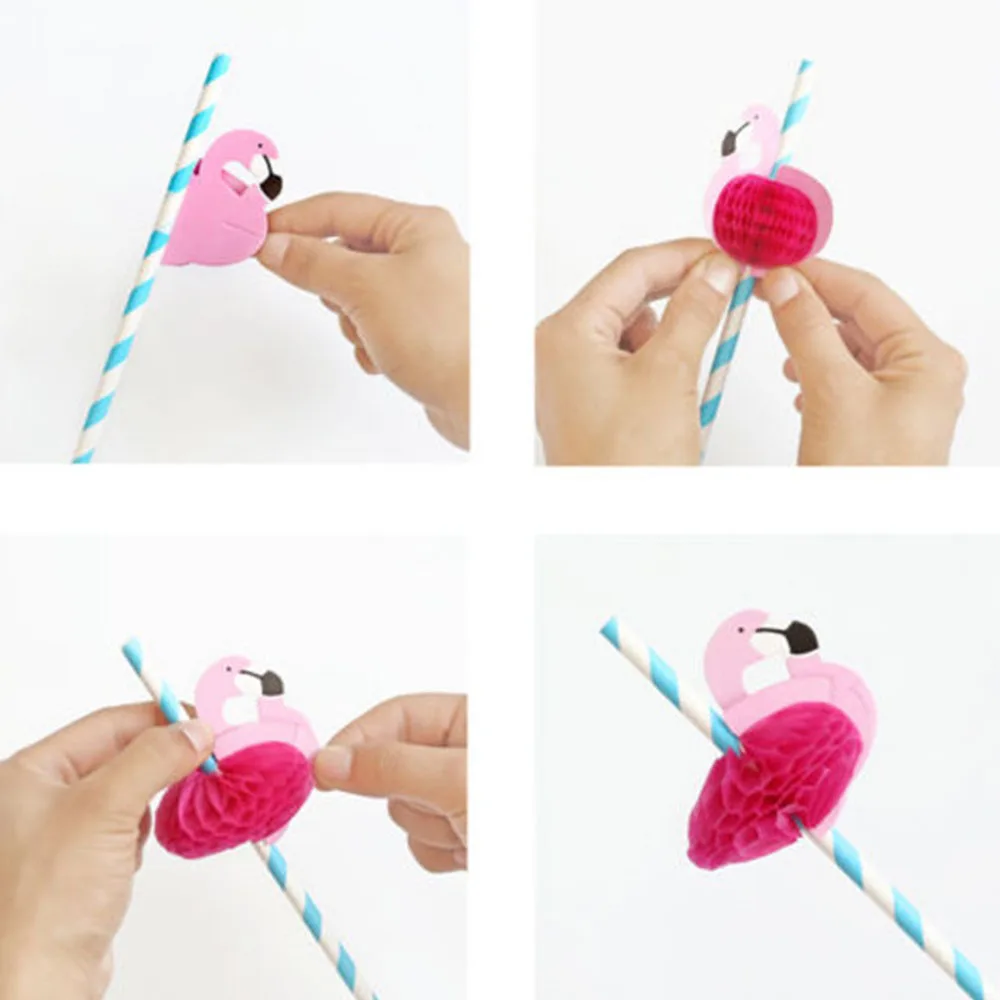 10 шт. милая бумага с Фламинго соломинки Свадьба для украшения детского душа