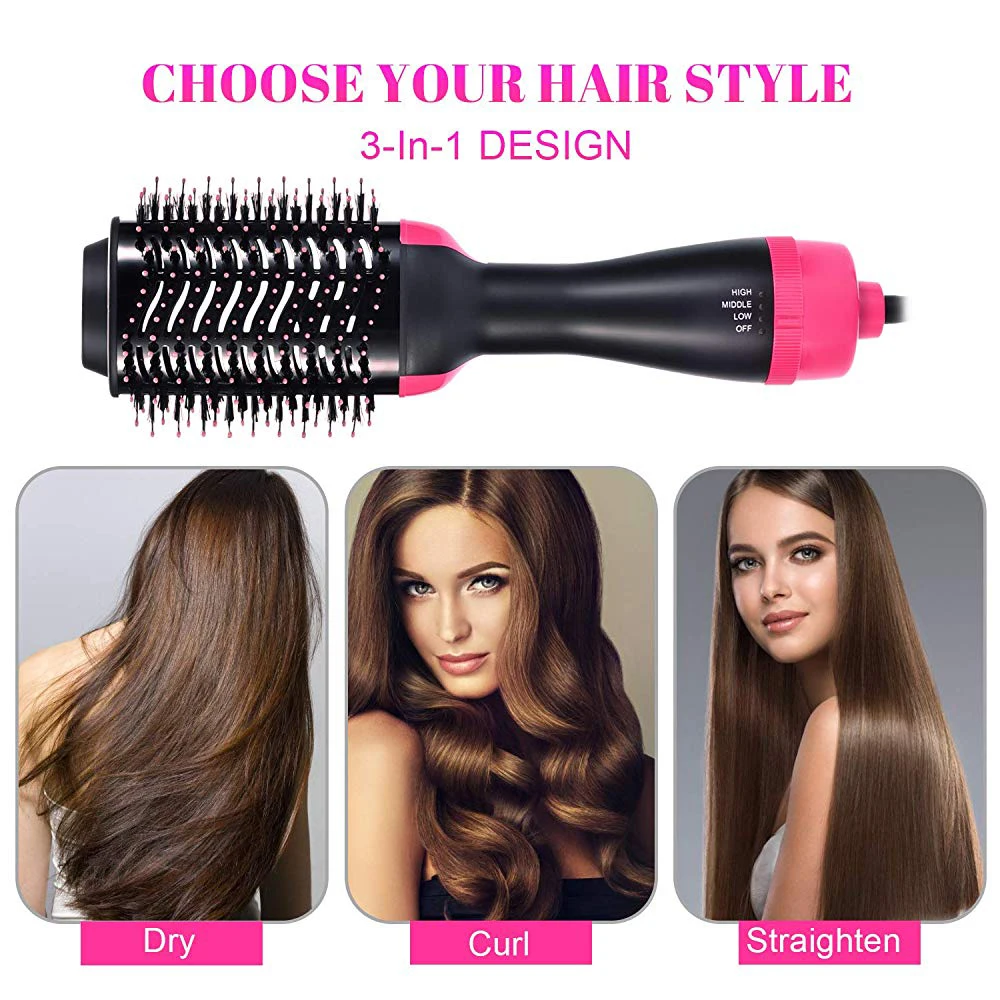 

Brush Hair Professional Hair Dryer Brush Salon Blow Dryer Hot Air Brush Hair Straightener Curler Comb One Step Hair Dryer