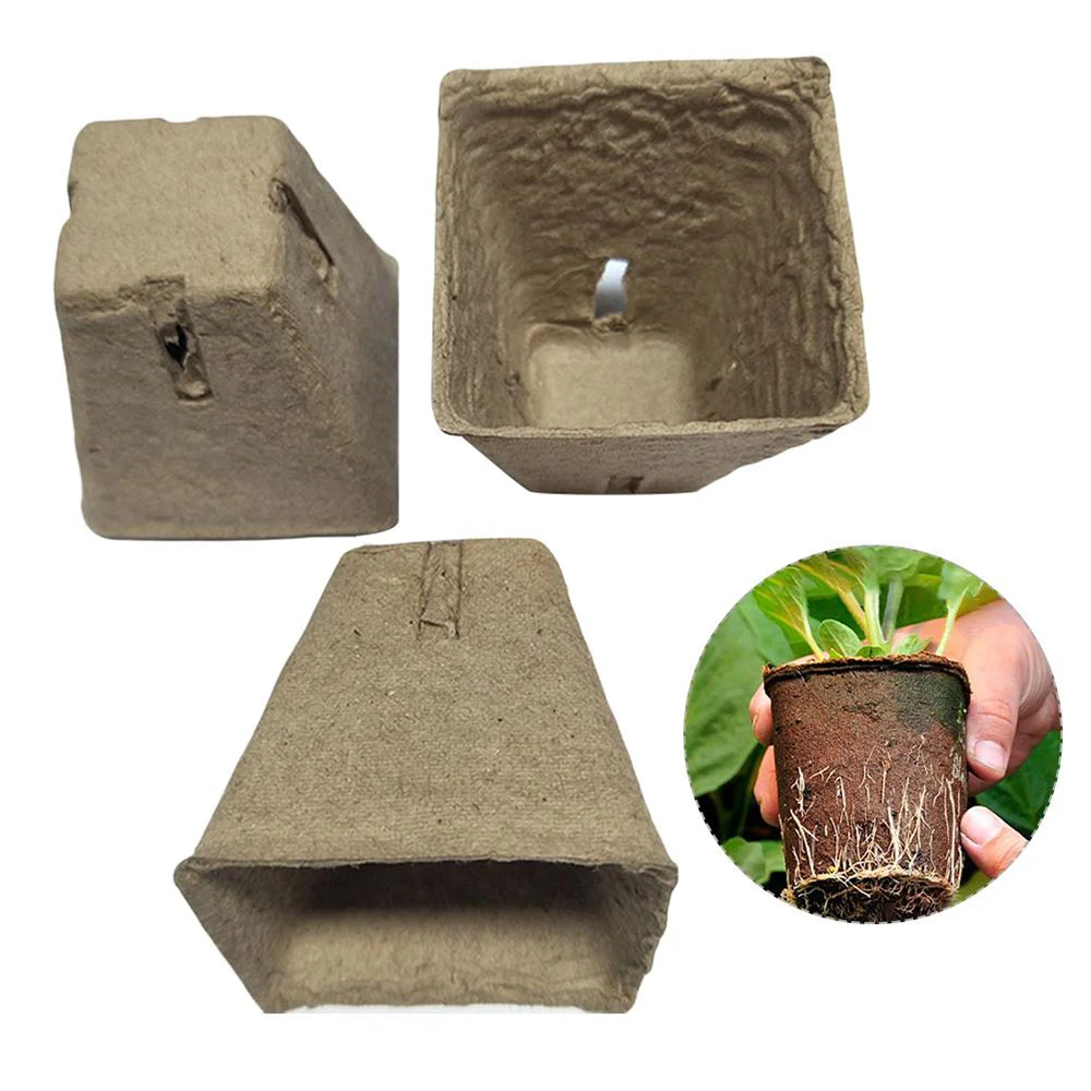 

50 Pieces Biodegradable Square Nursery Pot Plant Starter Peat Pots Flower Vegetable Seedlings Cup Paper Garden Supplies