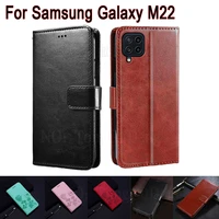 leather etui cover for samsung galaxy m22 case phone protective shell book for samsung m22 m22 sm m225fv flip wallet stand cases