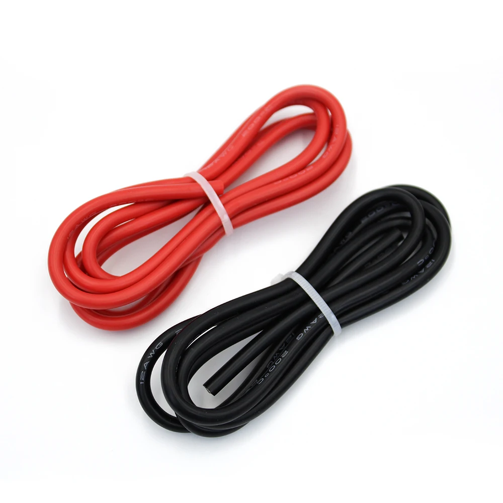 Силиконовый провод 2 м 12 14 16 18 20 22 24 26 28 30 AWG 1 м красный и 1 м черный высококачественный цветной кабель