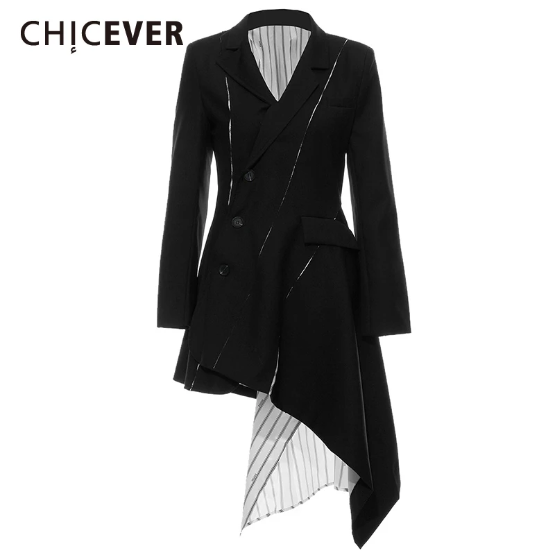 Женское платье пиджак CHICEVER ассиметричный с v образным вырезом и длинным рукавом