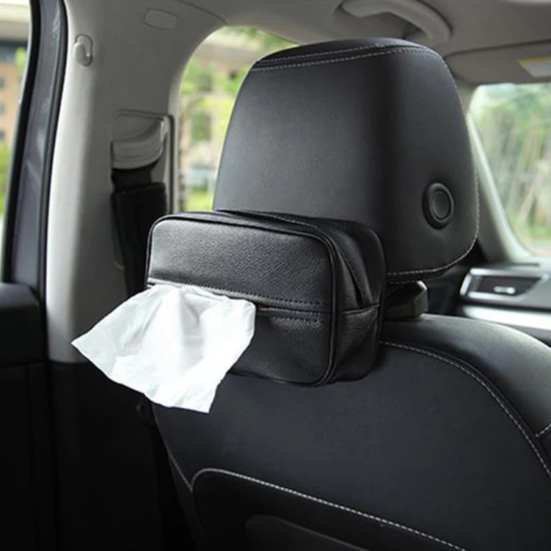 

PU Leather Car Tissue Box Pumping Paper Case Tissue Holder Auto Sun Visor Paper Organizer Napkin Container for Universal Car