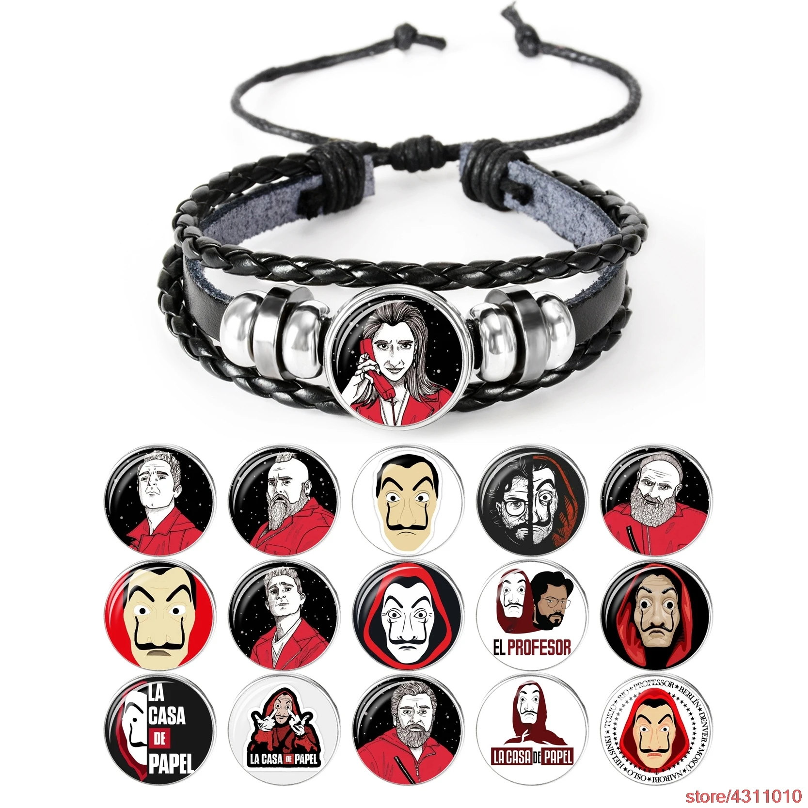 Мужской и женский браслет на Хэллоуин металлический из стекла кожи Ювелирное