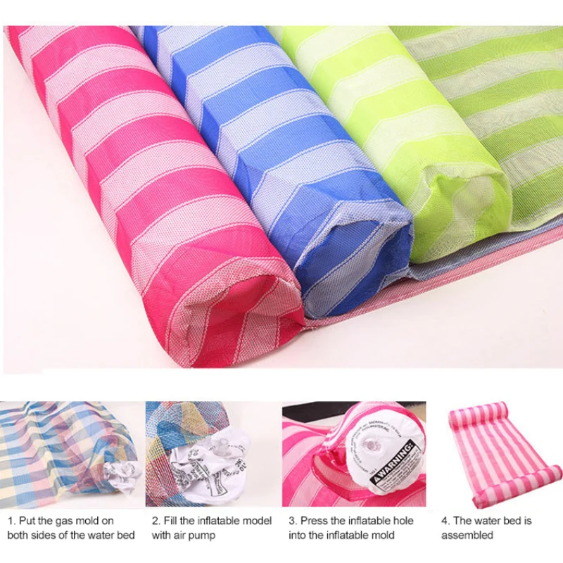 

2021 Water Hammock Recliner Outdoor Inflatable Floating Bed Swimming Pool Floating Swimming Mattress Sea Swimming Ring With Pump