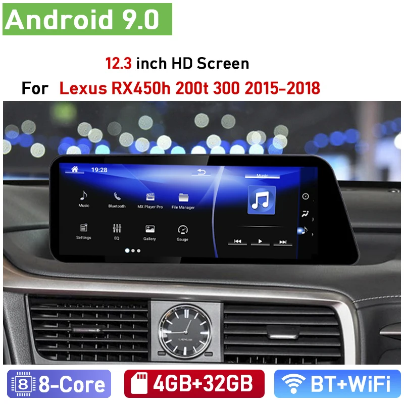 

12,3 дюймов HD Экран Android 9,0 автомобильный мультимедийный плеер для Lexus RX 450h 200t 300 2015 ~ 2018 GPS Navi WI-FI BT аудио Радио стерео