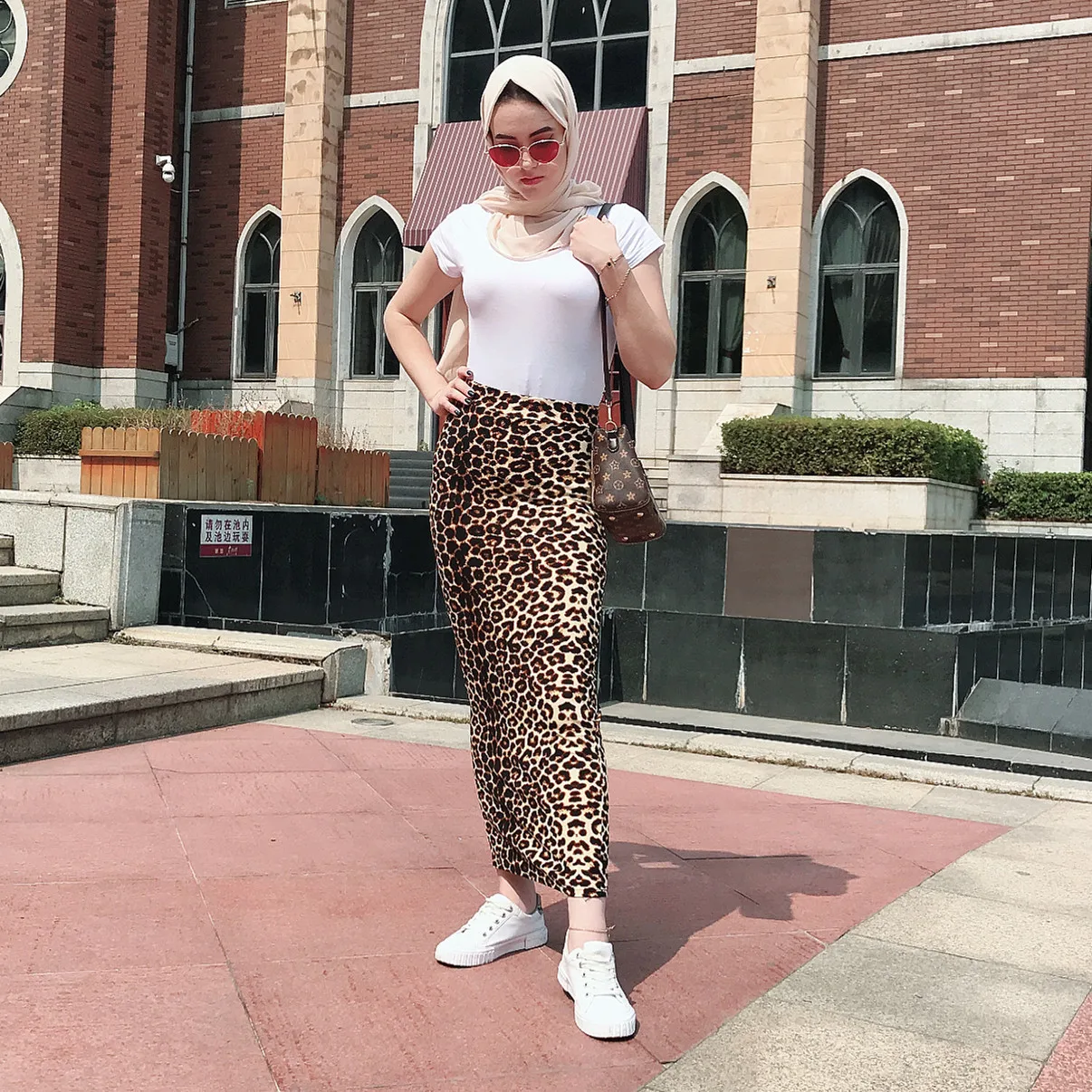 Юбка женская с леопардовым принтом модная эластичная облегающая длинная