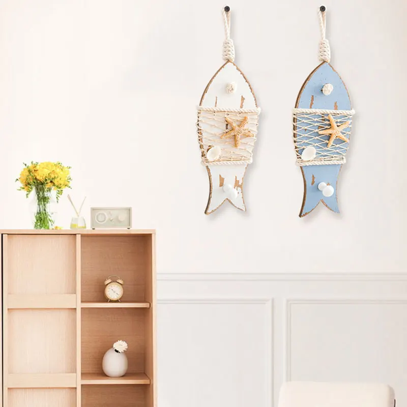 

Wooden Fish Skewers Living Room Door Ornament Solid Wood Fish Carving Pendant Home Antique Decorative Wall Decor Dream Catcher
