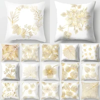 yellow flowers tropical plant leaf 4343cm cushion cover polyester throw decorative pillowcase home sofa chair pillowcover 40816