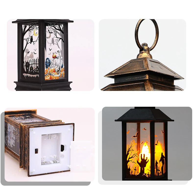 

Halloween Pumpkin Witch Skull LED Lights Plastic Wind Lantern Living Room Bedroom Doorway Halloween Party Decoration Supplies