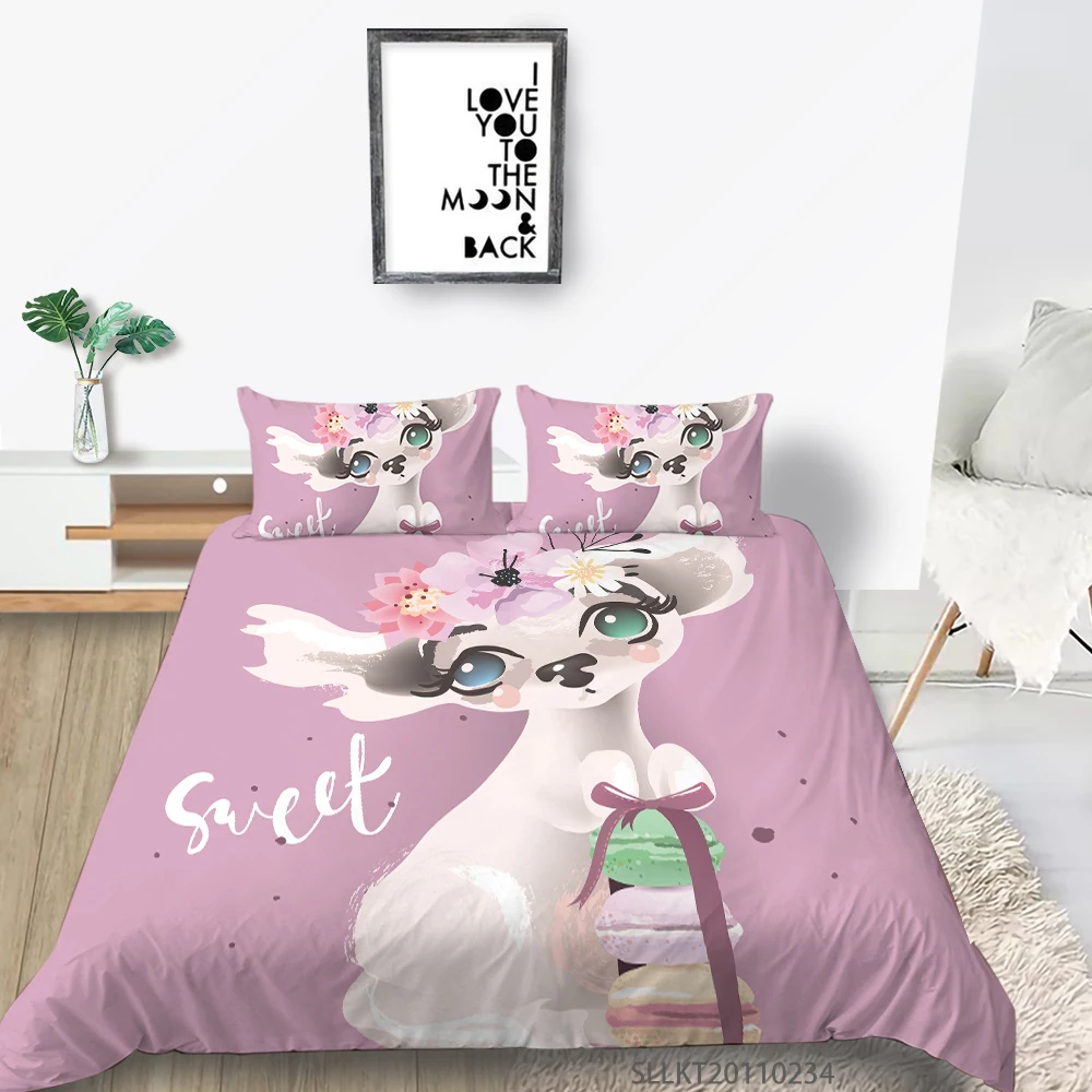 

Sunshine Creative Bedding Set King Size Duvet Cover Set Cartoon Cat Print Fashionable Bed Gift For Children Home Decoration