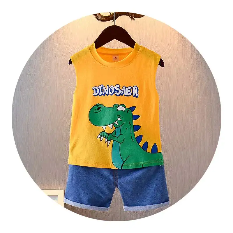 

детские летние костюмы Boy Dinosaur Vest and Shorts Two Piece Sets Halloween Boutique Summer Clothes Ropa De Niños 1 A 7 Años
