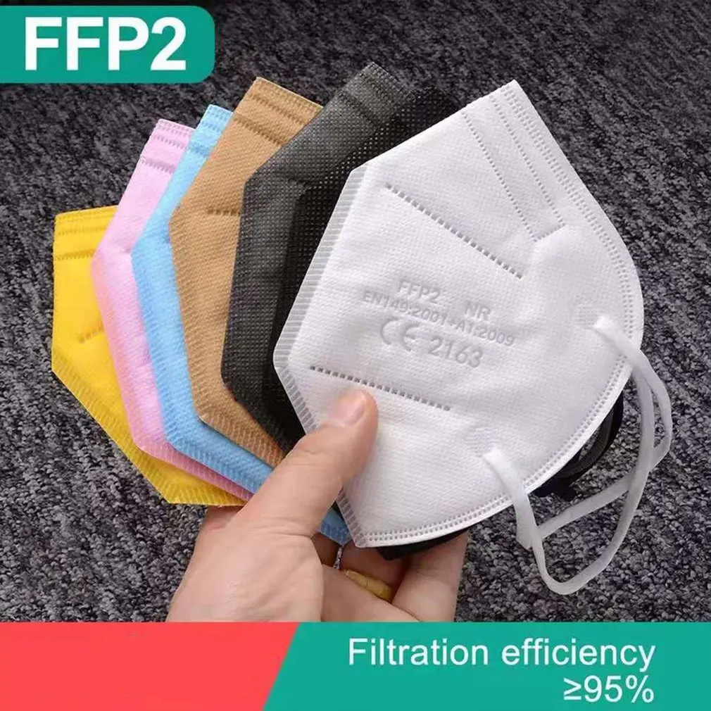 

10PCS Multicolor Adult 5 Layers FFP2 Mascarilla Respirator Fabric Face Mask KN95 Filter Mouth Dustproof Reuseable ffp2mask