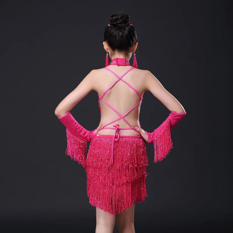 Платье для школьных тренировок девочек платье латиноамериканских танцев с