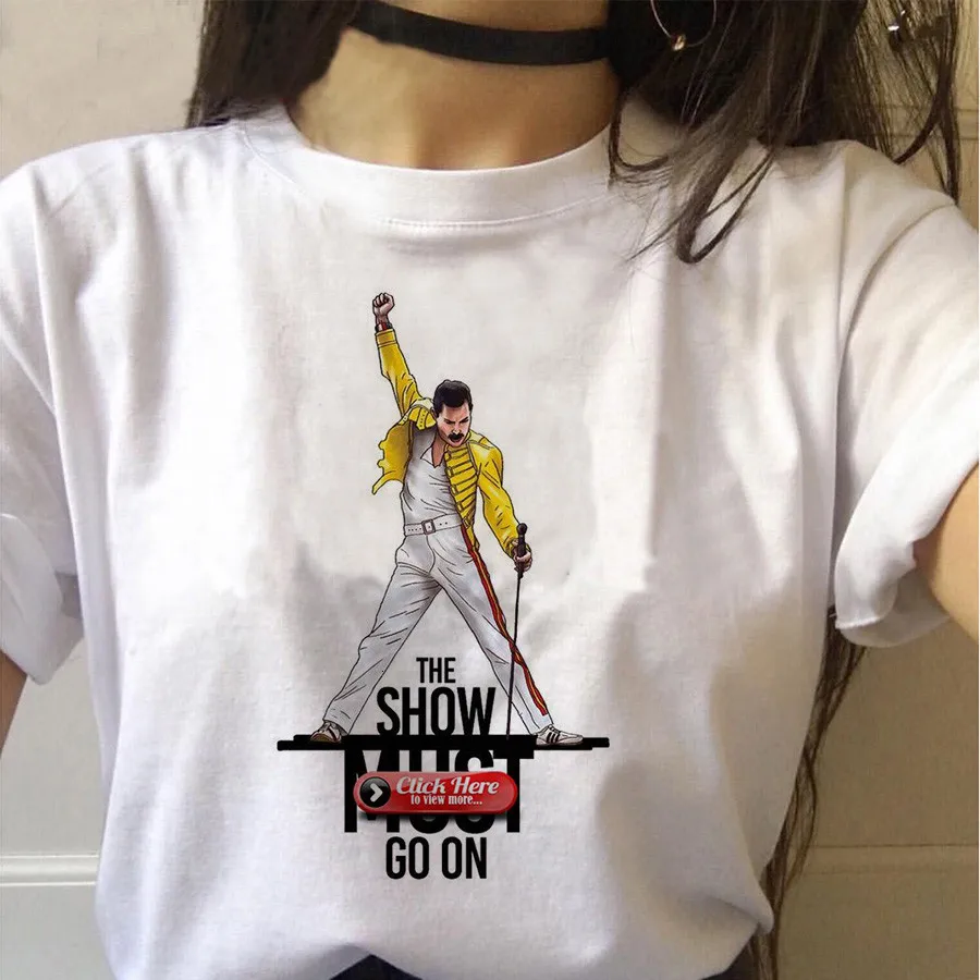 Женская Винтажная Футболка Freddie Mercury Queen Band футболка Ullzang в стиле Харадзюку модная