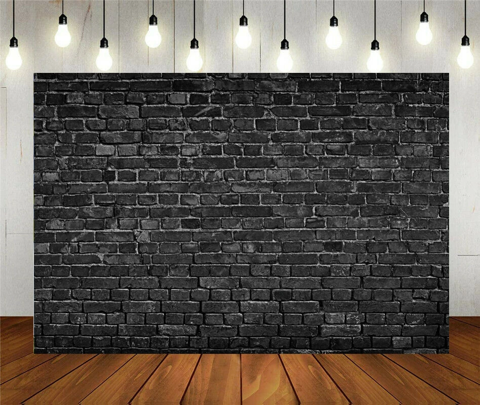 

Black Brick Wall Photography Backdrop Vintage Theme Design Background Baby Birthday Party Decoration Photo Studio Props Booth