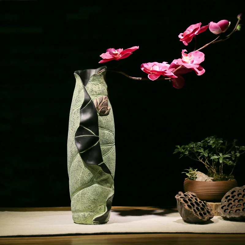 

Retro Classical Resin Vase Set Luxury Chinese Creativity Living Room Vase Decoration Centre Table Jarrones Home Decor EK50HP