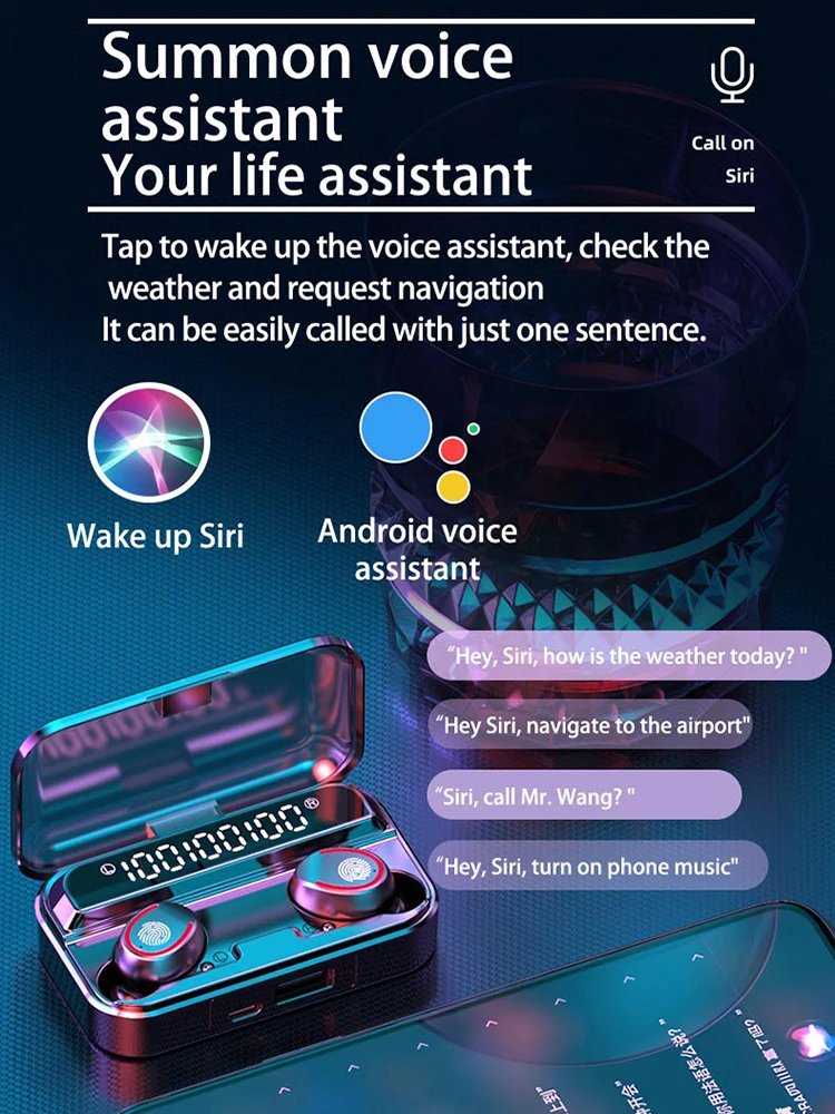 

AIDISITE TWS Bluetooth Earphone 5.1 Wireless Headphones With UV Sterilization Flashlight Charging Box 9D Stereo Sports Earplug