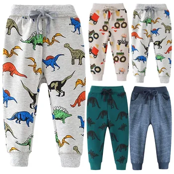 2021 Baby Boy's Jogger Pants Dinosaur Car Animal Print Drawstring Elastic Sweatpants Fashion Casual Print Unisex Trousers брюки 1
