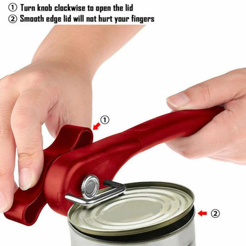 

Safety Easy Stainless Steel Manual Can Opener Effortless Openers With Turn Knob Crank Handle Household Kitchen Useful Tools