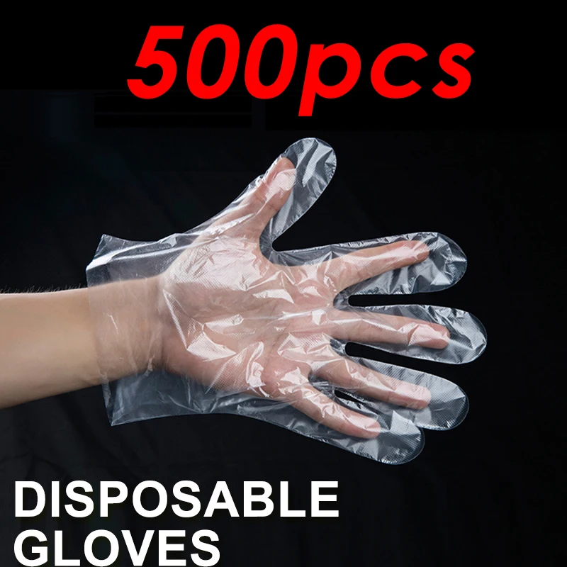 

500Pcs Transparent Plastic Disposable Gloves One-off BBQ Cooking Gloves For Household Sanitary Gloves for Cooking Cleaning