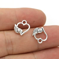 40pcs antique silver plated hollow wings heart charms for jewelry making earrings findings bracelet accessories 13mm
