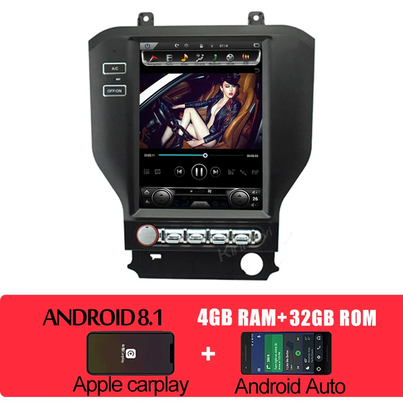 Android Car Radio KiriNavi вертикальный экран Tesla style 10,4 ''Android 8,1 автомобильный Радио gps навигатор для Ford Mustang 1 Din DVD Автомобильный плеер - Цвет: Android Car Radio
