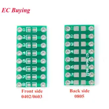 20pcs SMT DIP Adapter Converter 0805 0603 0402 Capacitor Resistor LED Pinboard FR4 PCB Board 2.54mm Pitch SMD SMT Turn To DIP