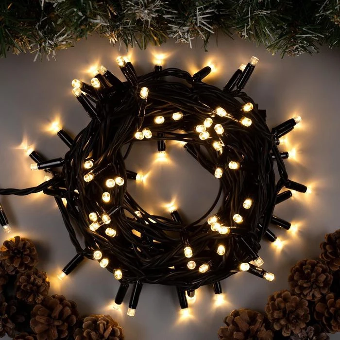 Гирлянда &quotНить&quot 10 м IP65 УМС тёмная нить 100 LED 220 В