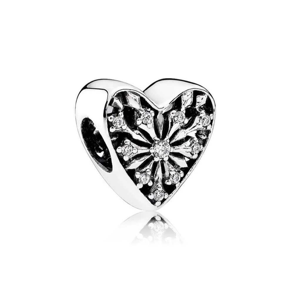 Fashion New 100% 925 Silver Heart Beads for DIY Charm Bracelet High End 1:1 Original Valentine's Day Gift Free Shipping | Украшения и