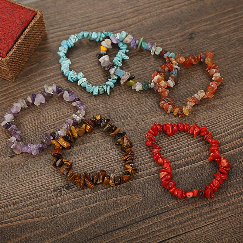 Charm Natural Stone Bracelet Boho Irregular Bracelets Women Girls Stretch Rope Crystal Gravel Wristband Party Wedding Jewelry | Украшения и