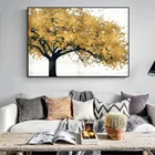 Скандинавская винтажная Золотая плакаты с изображением деревьев, современная поп-Картина на холсте, принты деревьев, пейзаж, картина на стену, Декор