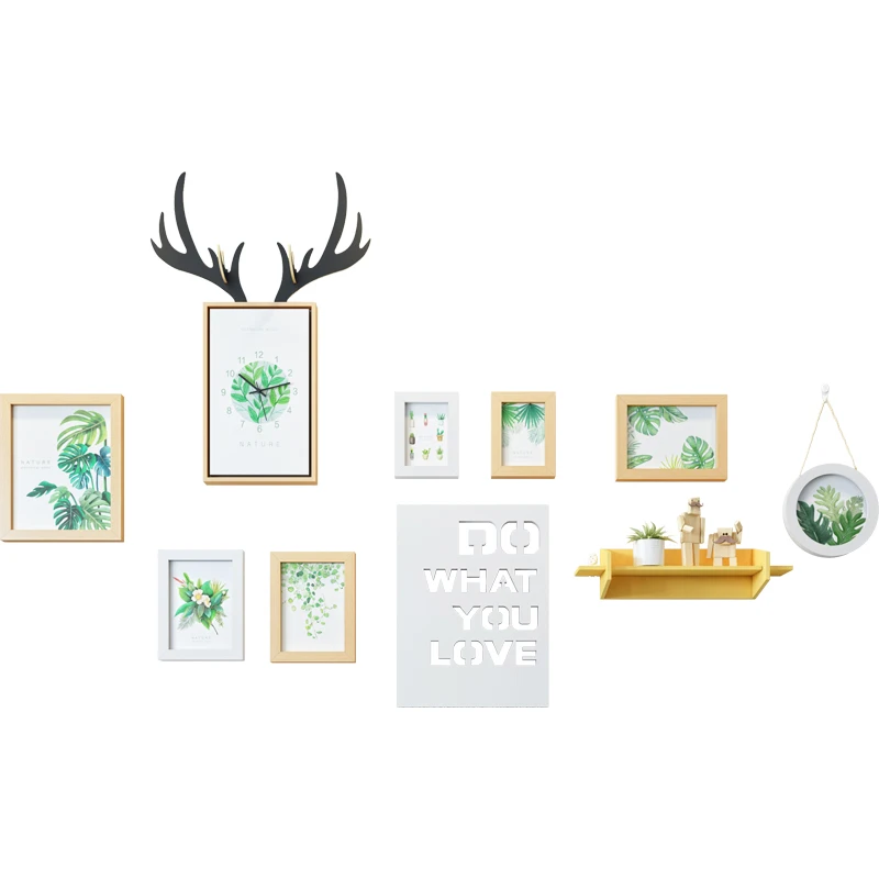 

Deer Square Wall Clock Photo Frame Creative Art Simple Wall Clocks Vogue Nordic Living Room Zegar Scienny Home Decoration SS50WC