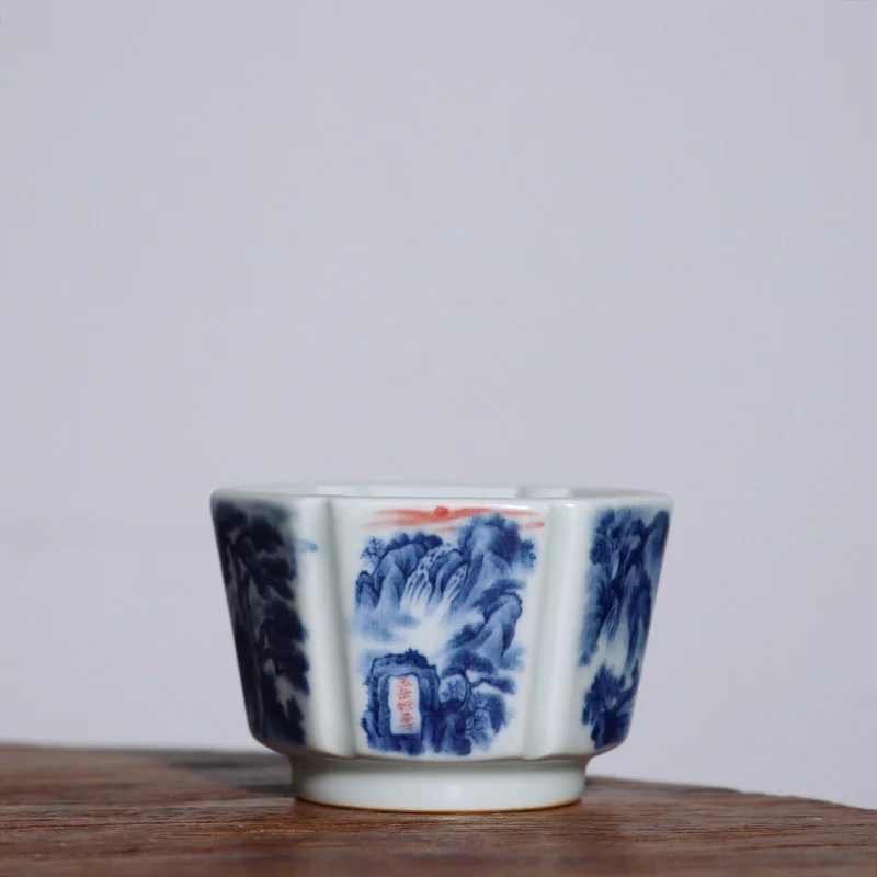 JingLin oculto, seis puros tallados a mano, seis monta&ntilde;as famosas, taza de cabezas, 120 cc-1