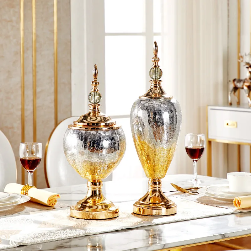 Современная роскошная витражная ваза с треснувшим льдом украшения домашняя