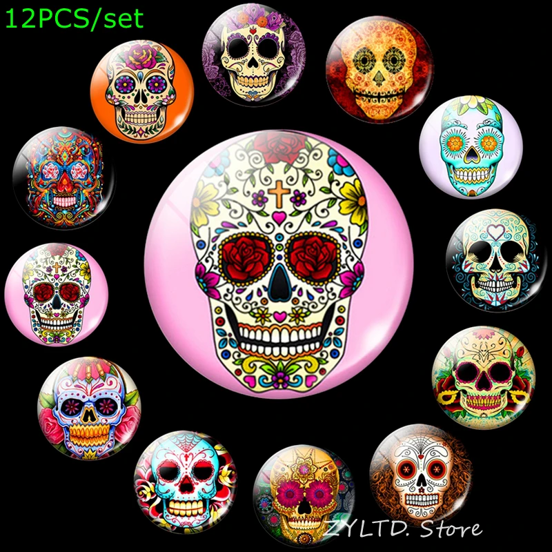 Магниты на холодильник с черепами 12 шт./компл.|Магниты холодильник| |