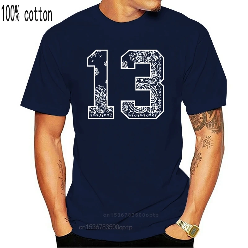 

Мужская футболка с принтом пейсли, синяя бандана № 13 в стиле хип-хоп