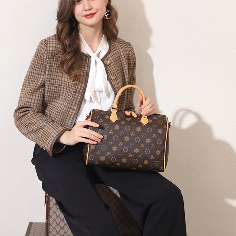 

Fashion All-match Printing Lady Pillow Bag High Quality Leather 2021 New Retro Atmosphere Commuter One-shoulder Messenger Bag Cc