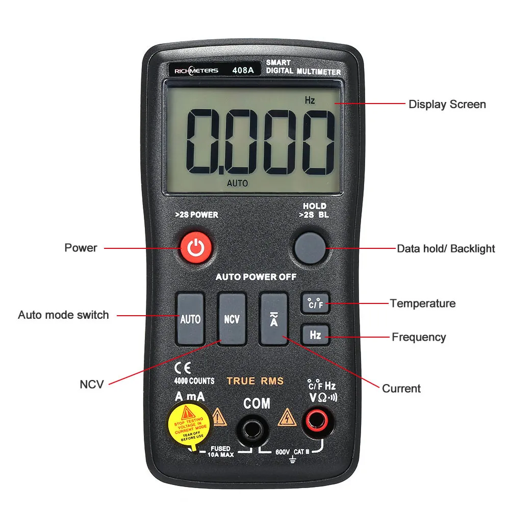 RM408B Цифровой мультиметр 8000 отсчетов True-RMS автонастройка AC/DC Напряжение