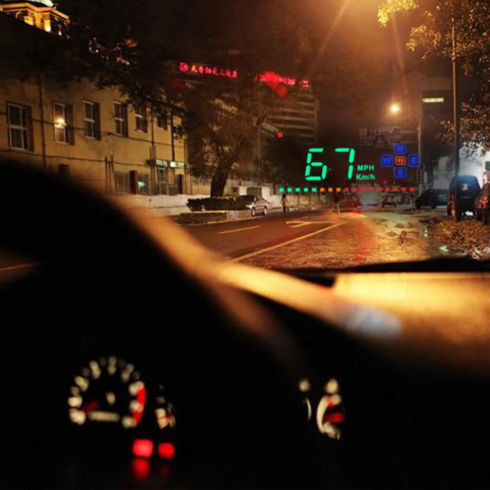 

New Head Display Digital Universal Car HUD Speedmeter Over Reminder MPH (Black)