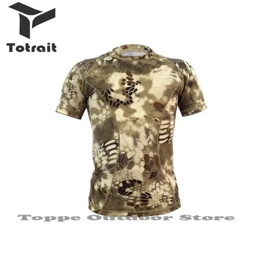 

Военная армейская тактическая Мужская футболка, нейлоновые камуфляжные спортивные военные колготки, Влагоотводящая высокоэластичная дыш...