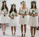 Дешевое летнее пляжное платье подружки невесты, короткое шифоновое платье в стиле бохо для свадебной вечеринки, платье подружки невесты размера плюс, на заказ