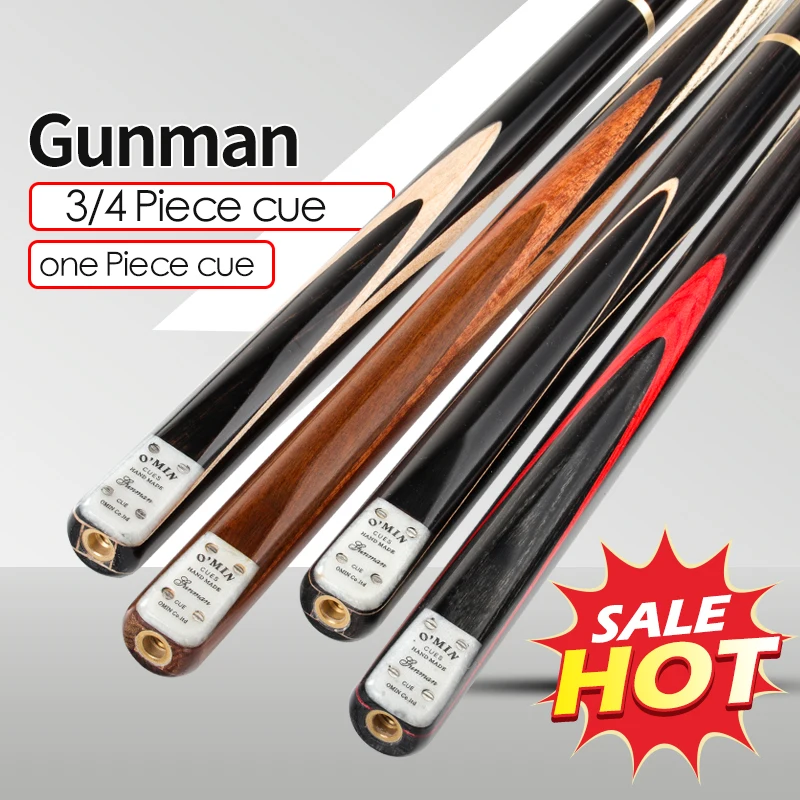 

O'Min Gunman 3/4 Split One piece Ash Shaft Professional Snooker Cue 9.5/10mm Tip Billard Stick Kit with Excellent Box Extension
