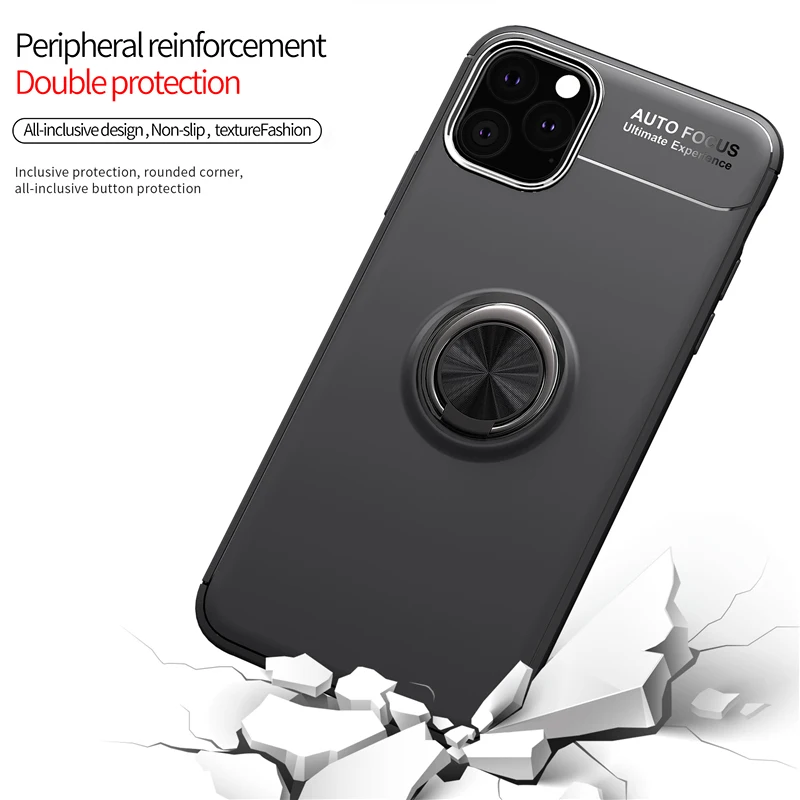 Для iPhone 11 Pro Max чехол для телефона металлический палец кольцо матовый мягкий