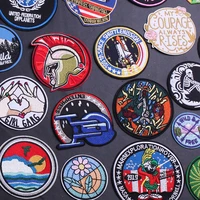 flower sunset embroidered patches for clothing thermoadhesive badges patch space rocket stickers for fabric clothes appliques