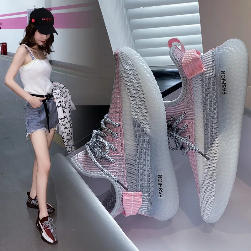 

Женские кроссовки с прозрачной подошвой, дышащие, Повседневная летняя обувь для бега, Кокосовая подошва, желе, летние