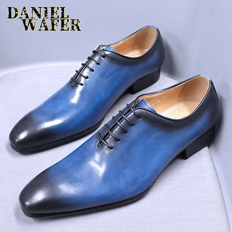 Туфли оксфорды мужские из натуральной кожи роскошные деловые с острым носком на